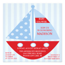 Grand baby shower bleu rouge audacieux de garçon d cartons d'invitation