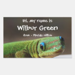 Grand badge nominatif de sourire de Gecko Autocollant En Rectangle