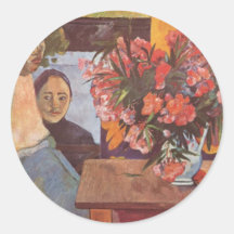 Grand bouquet des enfants de Tahitian - Paul Gaugu Adhésif Rond