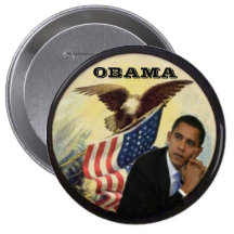 Grand bouton de drapeau d'Obama Eagle Badges