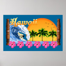 Grand Hawaïen surfant Affiches