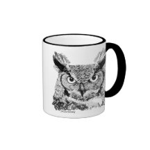 Grand hibou à cornes tasse à café