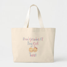 Grand-maman fière des jumelles de fille de garçon sac de toile
