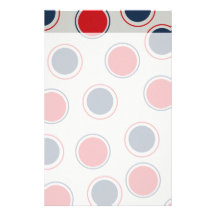 Grand motif de pois bleu rouge audacieux lumineux papier à lettre customisé