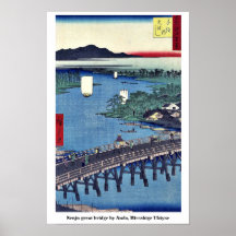 Grand pont de Senju par Ando, Hiroshige Ukiyoe Poster