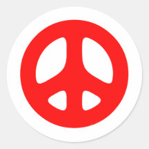Grand signe de paix rouge autocollant rond