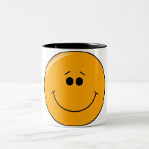 Grand smiley bienveillant orange de sourire tasse à café