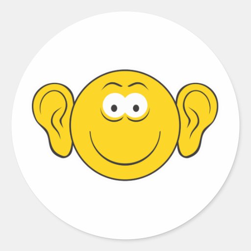 Grand visage de smiley d'oreilles sticker rond Zazzle