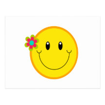 Grand visage souriant jaune carte postale