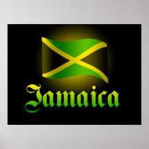 Grande affiche de drapeau de la Jamaïque, noire av
