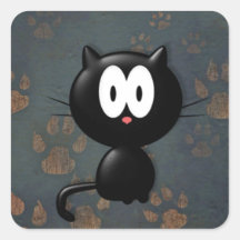 Grande copie de chat noir de patte de yeux autocollant
