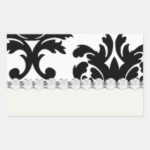 grande damassé audacieuse blanche et noire stickers en rectangle