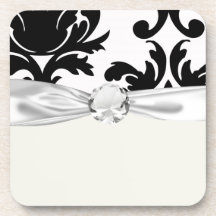 grande damassé audacieuse blanche et noire dessous-de-verre