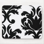 grande damassé audacieuse blanche et noire tapis de souris