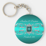 Grande -Duchesse monogramme argenté Teal Keychain Porte-clé