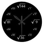Grande horloge murale de racine carrée (noir/blanc