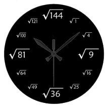 Grande horloge murale de racine carrée (noir/blanc