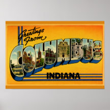 Grandes salutations de lettre de Columbus Indiana Affiches