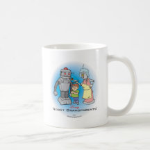 Grands-parents affectueux de robot tasse à café
