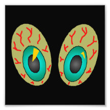 grands yeux de bande dessinée avec les veigns roug impressions photo