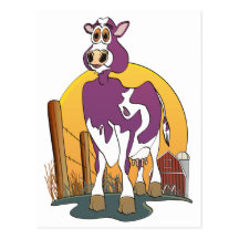 Grange de pourpre de vache à bande dessinée carte postale