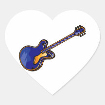 Graphique bleu simple semi creux de guitare adhésif