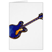 Graphique bleu simple semi creux de guitare cartes de vœux