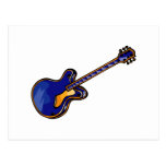 Graphique bleu simple semi creux de guitare cartes postales
