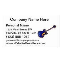 Graphique bleu simple semi creux de guitare modèle de carte de visite