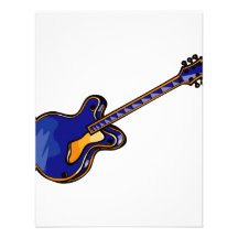 Graphique bleu simple semi creux de guitare invitations personnalisées