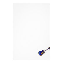 Graphique bleu simple semi creux de guitare papier à lettre personnalisable