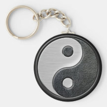Graphique en cuir et en acier de Yin Yang d'effet Porte-clé