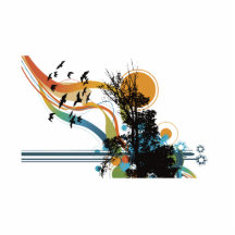 Graphique floral du soleil d'oiseau d'arbre photo sculpture