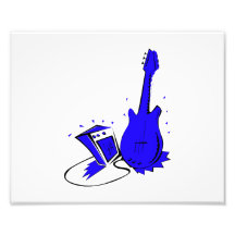 Graphique plat bleu stylisé de la guitare n ampère tirages photo