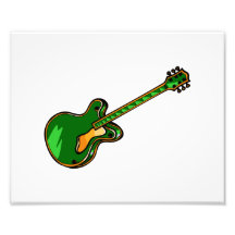 Graphique vert simple semi creux de guitare impressions photographiques