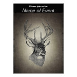 Graphique vintage d'art de cerfs communs carton d'invitation
