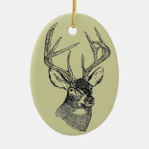 Graphique vintage d'art de cerfs communs ornement de noël
