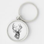 Graphique vintage d'art de cerfs communs porte-clef