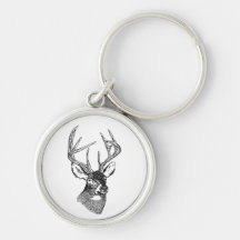 Graphique vintage d'art de cerfs communs porte-clef