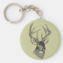 Graphique vintage d'art de cerfs communs porte-clefs