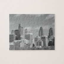 Gratte-ciel de Philly noirs et blancs Puzzle Avec Photo