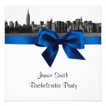 Gravure à l'eau forte large BW Bachelorette bleu r invitations