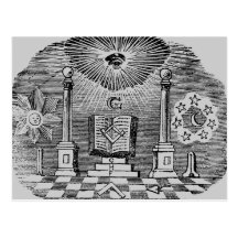 Gravure maçonnique du 19ème siècle de Blockcut Carte Postale