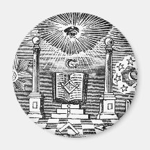 Gravure maçonnique du 19ème siècle de Blockcut Aimant Pour Réfrigérateur