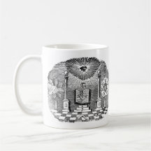 Gravure maçonnique du 19ème siècle de Blockcut Tasse À Café