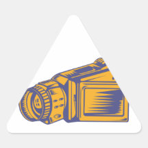 Gravure sur bois en enregistreur de caméra vidéo autocollant en triangle