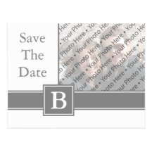 Gray Photo Wedding Save the Date Invite Postcard