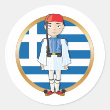 Grec Evzone avec le drapeau Autocollants
