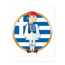 Grec Evzone avec le drapeau Carte Postale