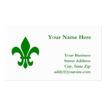 Green Fleur de Lis Cartes De Visite Professionnelles